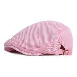 Breathable Mesh Newsboy Cap Men's Boina Cabbie Cap Summer Autumn Streetwear Golf Hat Gorras Planas Flat Caps for Women MartLion Pink  