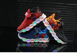 Spiderman Kids LED Lighting Shoes Boy Knitted Flashing Girls Running Red Baby Mesh Sneakers MartLion   