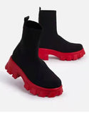 Women Boots Elastic Platform Breathable Spring Summer Heels Slip Elegant Heeled Shoes MartLion   