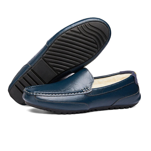 Driving Leather Men's Shoes Luxury Trendy Casual Slip on Formal Loafers Moccasins Black Sneakers MartLion Blue 38 