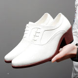 Men's Spring White Wedding High Heels Red Office Dress Oxfords Leather Formal Shoes Luxury Pointed Footwear MartLion 812 white 38 