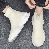 Autumn Men's Sneakers Stretch Fabric Tennis Sport Running Shoes Ankle Boots Breathable Casual Socks Slip-on Walking Mart Lion   