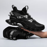High-top Men's Blade Running Shoes Breathable Sock Sneakers Graffiti Jogging Antiskid Damping Sport Zapatillas Mart Lion 19039black 7 