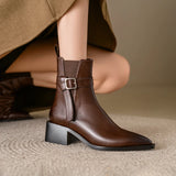 Autumn Genuine Leather Women Boots Pointed Toe Boots Winter Ankle Short Chelsea Leather Shoes MartLion   