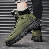 Men's Tactical Winter Boots Casual Ankle Winter Shoes High Top Platform Leather Outdoor Work Safety Sneakers Chelsea Cowboy MartLion   