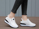 Women's Casual Shoes White Wedge Platform Outdoor Chunky Sneakers Breathable Height Increasing Female