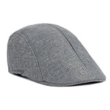 Spring and summer men's solid color hat imitation hemp beret British retro summer breathable hat for the elderly hat MartLion gray  