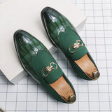 Autumn Green Loafers Men's Slip-on Nubuck Leather Thick Bottom Pointed Toe Designer Leather Shoes Casual MartLion   