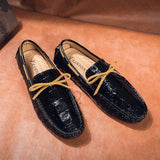 Patent Leather Loafers Men's Dress Shoes Footwear Moccasins Driving Office Peas Black MartLion   