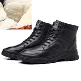 Natural Cow Leather Winter Boots Men's Natural Wool Non-Slip Warm Snow Shoes MartLion   