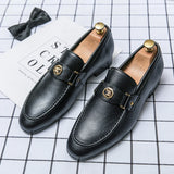 Men's Casual Shoes Autumn Leather Loafers Office Driving Moccasins Slip on Party MartLion Black 6 