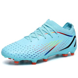 Men's Soccer Shoes Non-Slip Turf Soccer Cleats FG Training Football Sneakers Boots MartLion Blue-X2305-C EU 35 CHINA