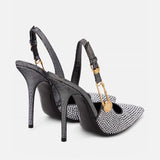 Luxury Rhinestones Sequined Buckle Women Pumps Elegant Pointed toe Stiletto High heels Spring Summer Shoes MartLion   