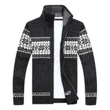 Thick Warm Knitted Cardigan Men's Winter Sweaters Coats Jackets Wool Cotton Flower MartLion Dark Gray S 