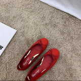 Retro Ultra-soft Women Shoes Spring Bow Red Flat Sole Single Shoe Leisure Leather Ballet MartLion J683-3 36 