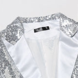 Men's Luxurious Sequin Suit Jacket Green Silver Bar KTV Stage Dress Coat blazers MartLion   