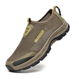 Men's casual shoes mesh breathable sports shoes outdoor beach anti-skid flat bottomed casual hiking MartLion Brown 39 