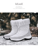  Women Boots Winter Keep Warm Mid-Calf Snow Ladies Lace-up Waterproof Chaussures Femme Zapatos Mart Lion - Mart Lion