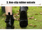Rain Boots Women Leather Pu Ankle Bootie Waterproof Rubber Walking Shoes Girls Ladies Winter Outdoor Rainy Da MartLion   