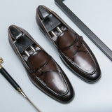 Slip On Dress Shoes Men's Elegant Split Leather Buckle Formal Mart Lion   