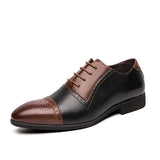 Mix-color Men's Brogue Shoes Leather Dress Low-heel Social zapatos hombre vestir MartLion heizong QB6834 38 CHINA