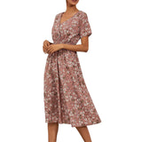 Women Small Floral Printed Short-Sleeved Dress Elegant Dresses Women Elegant And Pretty Dresses MartLion   