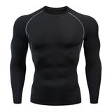 3pcs Gym Thermal Underwear Men's Clothing Sportswear Suits Compression Fitness Breathable quick dry Fleece men top trousers shorts MartLion Thin top 4 S 