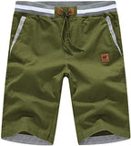 Casual Shorts Soft Sweatpants men's Breathable Clothing Twill Pants Elastic Summer Clothes Drawstring Mart Lion Armygreen 32 