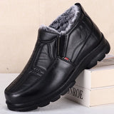 Shoes for Men Winter Cotton Shoes Men's Thickened Leather Waterproof Casual Snow Boots MartLion   