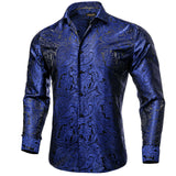 Paisley Floral Men's Shirt Silver White Casual Long Sleeve Social Collar Shirts Brand Button Blouses MartLion CY-2046-XZ0014 S 