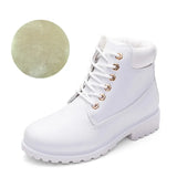 Spring Autumn Women Boots Riding Equestrian Ankle Ladies Platform  Lace-Up Shoes MartLion white Plus velvet 43 insole 26.5cm 