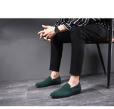 Classic Style Frosted Leather Men's Soft Loafers Flats Driving Shoes Slip on Loafers Moccasins Green Casual Mart Lion   
