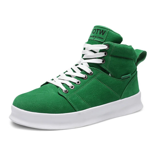 High-Top Men's Sneakers Microfiber Sneaker Platform Tennis Vulcanized Shoes Colorful Casual Men's Shoes MartLion Dark Green 39 