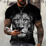 Beast Fierce Lion Wolf 3D T Shirt  Summer Men's Oversized Short Sleeve Black and White MartLion C01-OFSF-1580 M 
