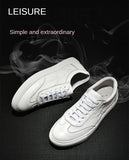 Men's Casual White Shoes Genuine Leather Lightweight Breathable Flats Luxury Outdoor Walking Sneakers Running Mart Lion   