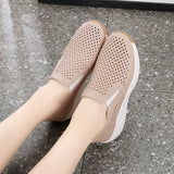 Hollow Elastic Women sneakers Slip Summer Wedges Outsole Ladies Shoes Breathable loafers MartLion   