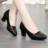 Women Classic Pointed Toe Spring Slip on Square Heel Pumps Elegant Shoes MartLion c 40 