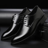 Men's Classic Leather Dress Shoes Lace-Up Office Flats Wedding Party Oxfords Mart Lion Black 38 China