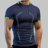 Summer Gym Shirt Sport T Shirt Men's Quick Dry Running Workout Tees Fitness Tops Short Sleeve Clothes Mart Lion   