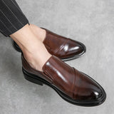 Slip On Dress Shoes Men's Formal Loafers Soft Split Leather Thick Sole Casual Footwear Mart Lion   