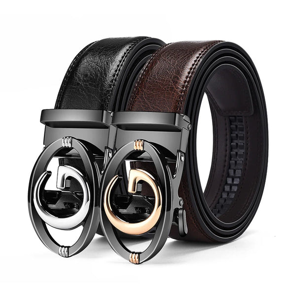 HCDW Black Brown GG belt men's Automatic genuine leather Golf belt Luxury Brand designer Waist belts Gift