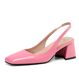 Elegant  Sandals Women Summer Shoes Pink Black Nude Medium Heels Pumps Close Toe Office Party Shoe Female MartLion   