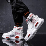 Sneakers Men's High Top Shoes Wild Casual Sports Tides Tenis Outdoor Breathable Training MartLion White Red 36 