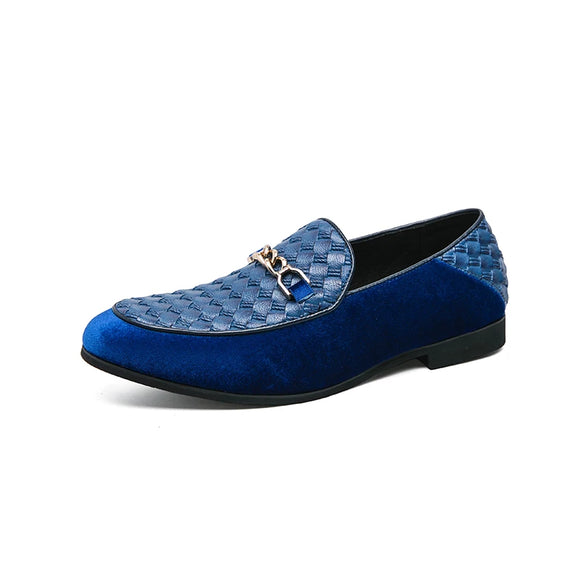 Classic Blue Men's Dress Shoes Leather Wedding Slip-on Office Oxford zapatos hombre vestir MartLion blue 8130 38 CHINA