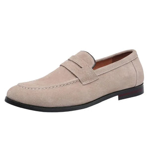 Flats Men's Solid Suede Casual Shoes Soft Loafers Slip-on Lightweight Driving Flat Heel Footwear MartLion Beige 39 