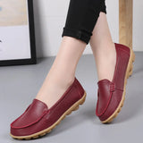 Genuine Leather Shoes Woman Soft Boat Flats Ladies Loafers Non-Slip Sturdy Sole MartLion