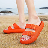 Women Slippers Adjustable Buckle Thick Platform Sandals Beach Shoes Bathroom Slipper Soft EVA Flat Sole Slides MartLion   