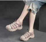 3.5cm Soft Soled Genuine Leather Round Toe Sandals Contoured Loafer Ladies Summer Cozy Shoes MartLion   