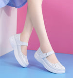 Women's Shoes Women  Leather Sneakers Slip on Platform Wedges White Ladies Loafers Casual MartLion   