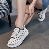 Sneakers Women Genuine Leather Shoes Young Ladies Casual Height White Thick Sole MartLion   